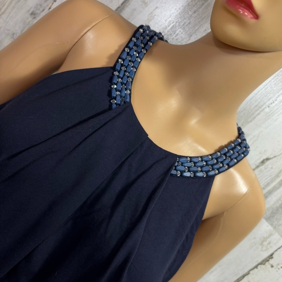 Karl Lagerfeld Beaded Halter Neck Ruffle Hem Dress - Picture 4 of 12